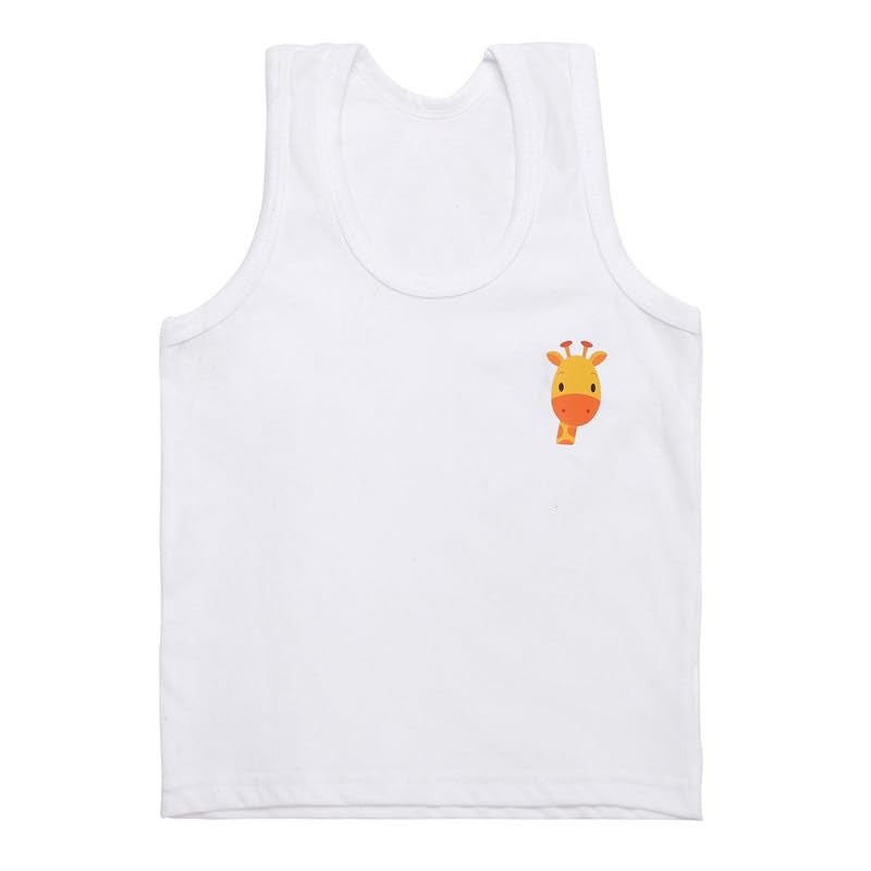superminis Baby Girls and Boy's Regular Fit, Sleeveless, Printed Cotton Vest/Baniyan/Inner Wear/Sandos (18-24 Months, White)-Pack of 5 - Image 5