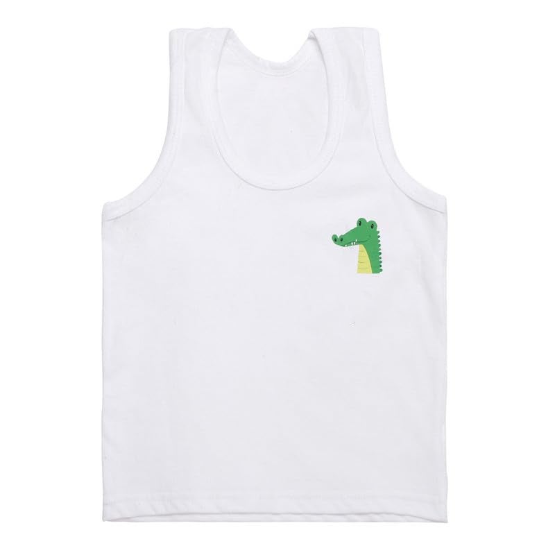 superminis Baby Girls and Boy's Regular Fit, Sleeveless, Printed Cotton Vest/Baniyan/Inner Wear/Sandos (18-24 Months, White)-Pack of 5 - Image 4