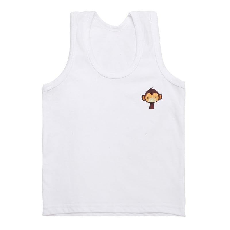superminis Baby Girls and Boy's Regular Fit, Sleeveless, Printed Cotton Vest/Baniyan/Inner Wear/Sandos (18-24 Months, White)-Pack of 5 - Image 2