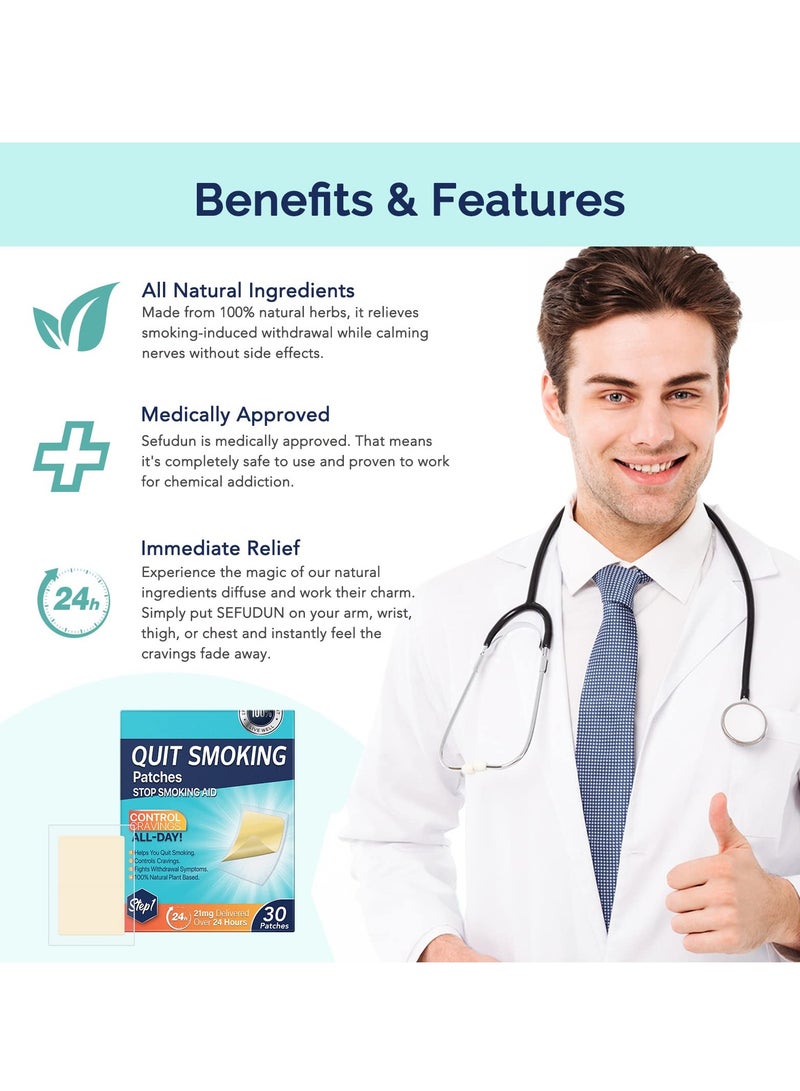 SYOSI Quit Smoking Patches,Step 1 Smoking Aid to Quit Smoking,Delivered Over 24 Hours Transdermal System,30 Count Patches to Help Quit Smoking,Stop Smoking Aids That Work with 2 Week (21mg) - Image 3