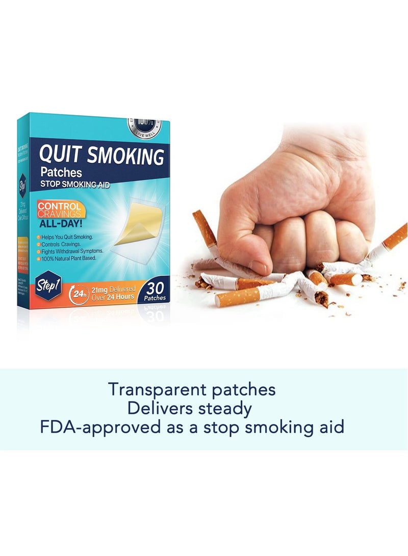 SYOSI Quit Smoking Patches,Step 1 Smoking Aid to Quit Smoking,Delivered Over 24 Hours Transdermal System,30 Count Patches to Help Quit Smoking,Stop Smoking Aids That Work with 2 Week (21mg) - Image 2
