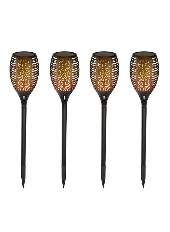 Generic 4-Piece Solar Torch Flickering Flame Lamp Black  - Image 1