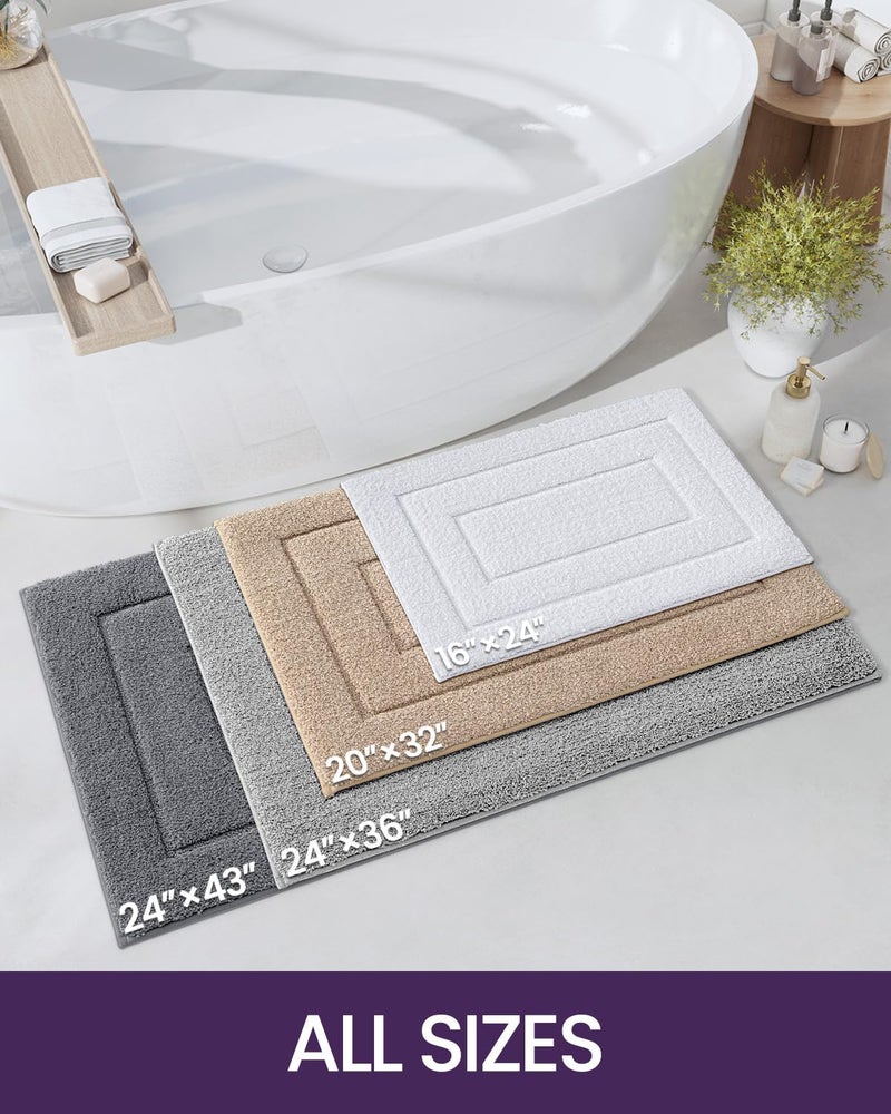 DEXI Bathroom Mat Rug, Extra Soft Absorbent Premium Bath Rug, Non-Slip Comfortable Bath Mat, Machine Washable Quick Dry Carpet for Tub, Shower Floor, Sink, 50 x 80 cm, Grey - Image 2
