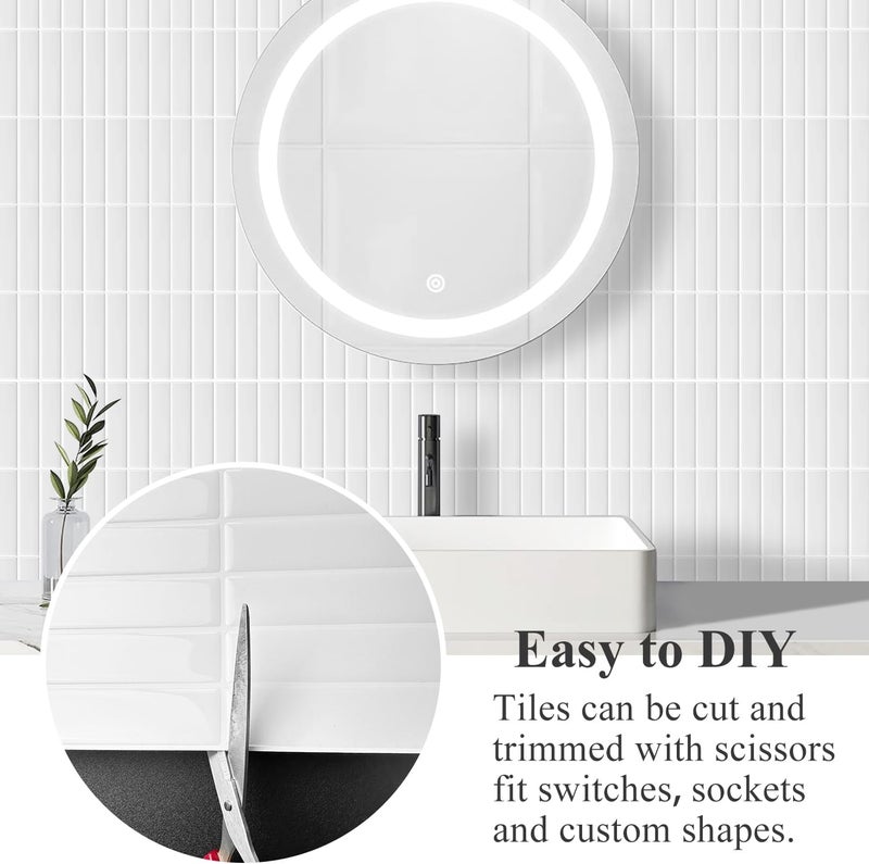 Alwayspon 10 Sheets 3D Peel and Stick PVC Backsplash Tiles, 12"x12" Self-Adhesive Wallpaper Wall Tile Stickers Stick on Subway Tiles for Kitchen Bathroom, Light Cyan - Image 5