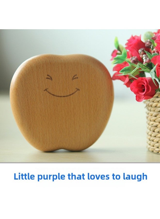 Wooden Baby Teeth Apple Egg-Shaped Cartoon Baby Teeth Storage Box Boys And Girls Birthday Gift Commemorative Box-Color:Small Purple-Chinese  - Image 1