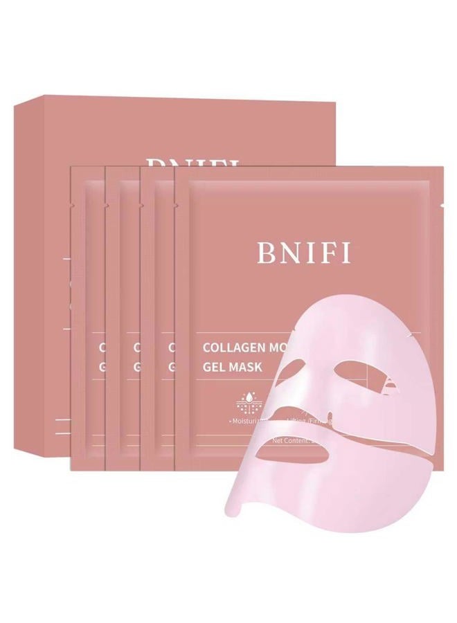BNIFI قناع الوجه بالكولاجين - قناع هيدروجيل مرطب ليلي مناسب للعناية بالبشرة الحساسة للنساء، يقلل المسام ويشد البشرة (28 جرام) × 4 قطع - Image 1