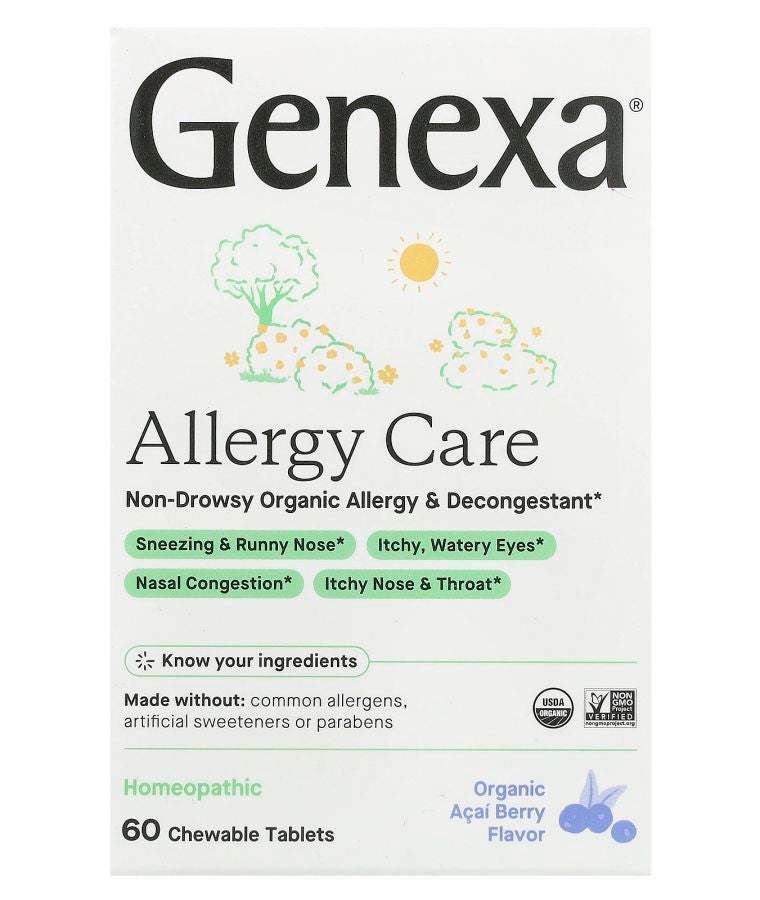 Allergy Care Non-Drowsy Organic Allergy & Decongestant Organic Acai Berry  60 Chewable Tablets