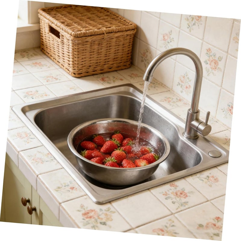 Stainless Steel Vegetable Basin Flat Bottom Metal Bowls Stackable Design Large Kitchen Mixing Bowl Household Wash Basin - Image 4