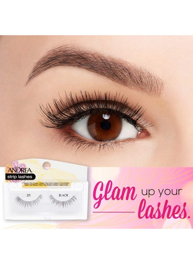 Andrea False Eyelashes Style 21 Strip Lashes Black X 4 Pairs - Image 2
