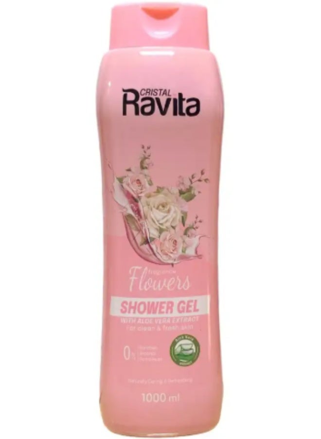 CRISTAL Cristal Ravita Cleansing & Refreshing Shower Gel Flower Scent with Aloe Vera Extract - parabens free, alcohol free, petroleum free 1000ml