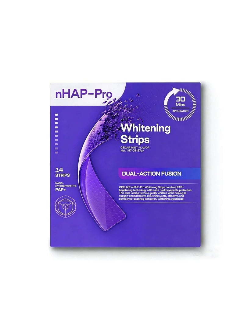 شرائط تبييض الأسنان nHAP-PRO، تبييض آمن وفعال مع PAP وهيدروكسيباتيت النانو، نكهة نعناع الأرز الطازج، إصلاح المينا (14) - Image 1