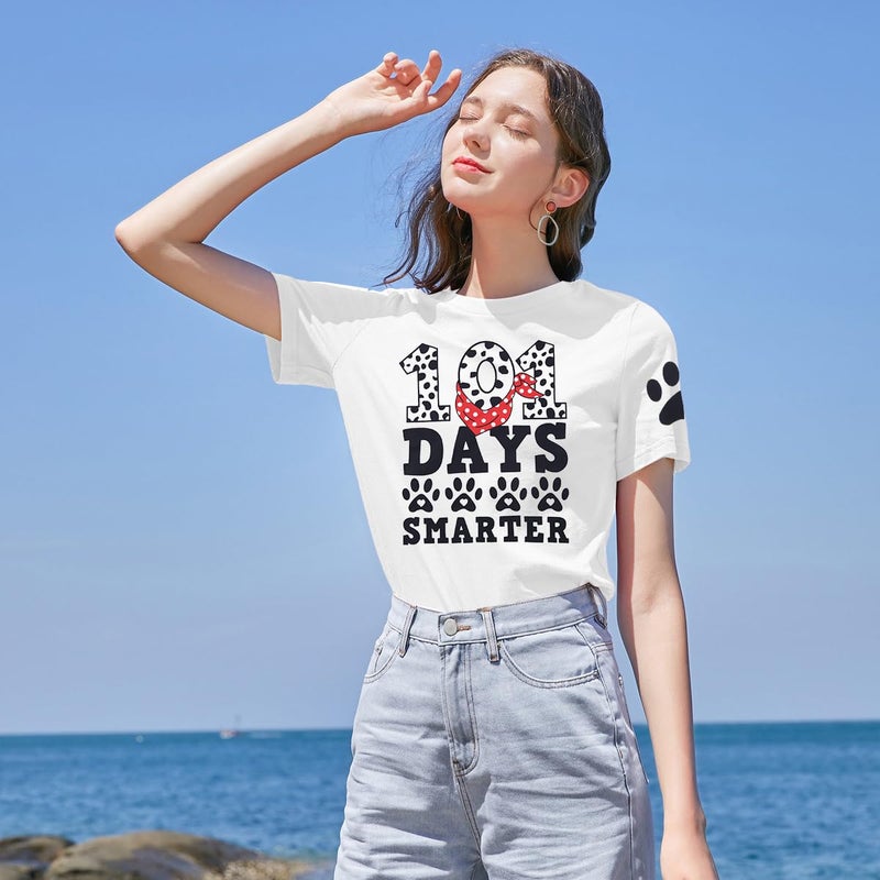 MAXIMGR Dalmatians Shirt 101 Days of School Shirts Teacher Shirts for Women Dog Dalmatian Costume Casual Motivational Tee New White - Image 2