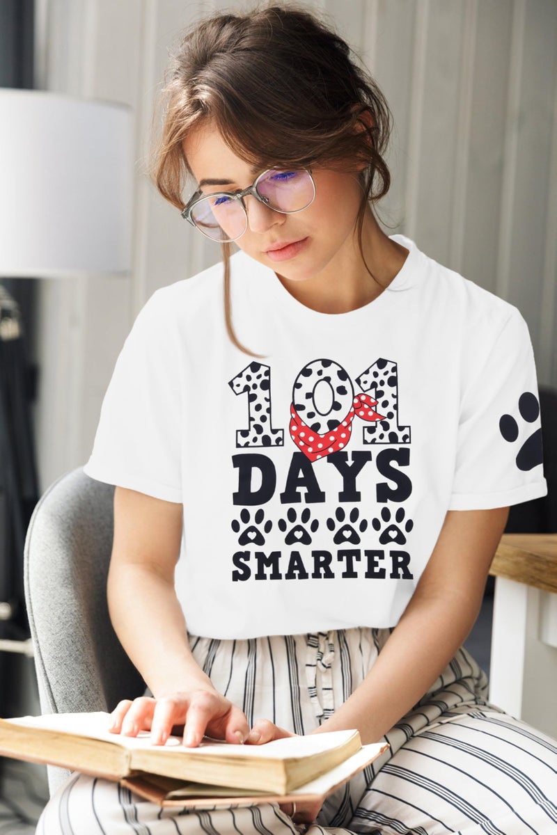 MAXIMGR Dalmatians Shirt 101 Days of School Shirts Teacher Shirts for Women Dog Dalmatian Costume Casual Motivational Tee New White - Image 3