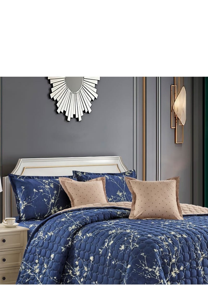 Moon Comforter Set For Two People 6 Piece Bedspread Polyester King Size 250x230Cm Blue/White  - Image 2