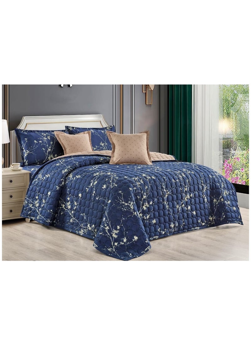 Moon Comforter Set For Two People 6 Piece Bedspread Polyester King Size 250x230Cm Blue/White  - Image 4