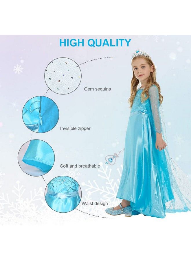 URAQT Princess Dress Costume For Girls Princess Costume Fancy Dress Up For Birthday Party Queen Cosplay With Crown Wand  - Image 3