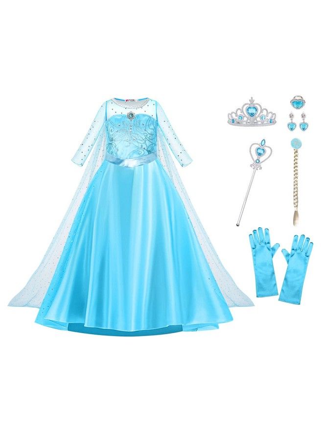 URAQT Princess Dress Costume For Girls Princess Costume Fancy Dress Up For Birthday Party Queen Cosplay With Crown Wand  - Image 1