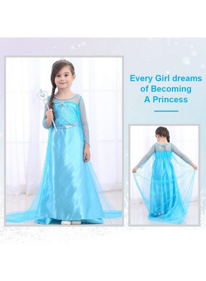 URAQT Princess Dress Costume For Girls Princess Costume Fancy Dress Up For Birthday Party Queen Cosplay With Crown Wand  - Image 4