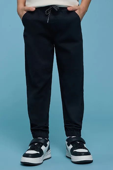 R&B Solid Jogger Pants with Drawstring Waist