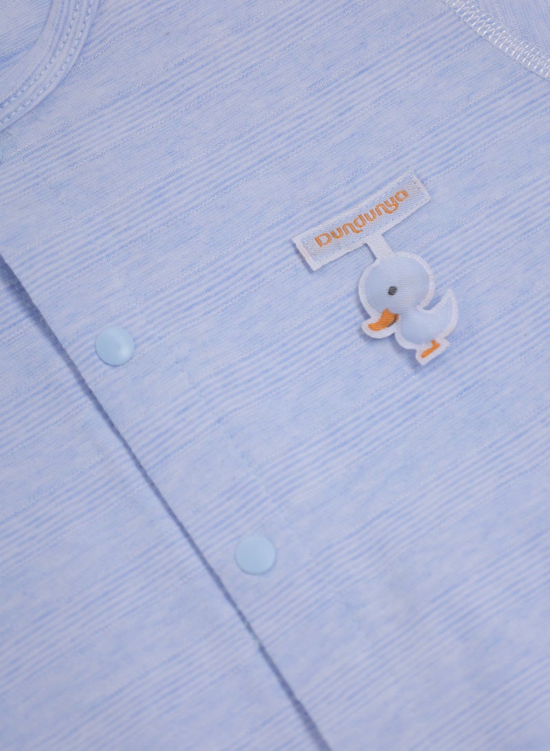 رومبر نمو للأطفال - بوديسوت بأكمام طويلة من مزيج القطن مزوّد بقلادة على شكل بطة، بإغلاق كبّاس أمامي، خفيف للغاية - مناسب للأطفال من عمر 3 إلى 24 شهرًا - Image 3