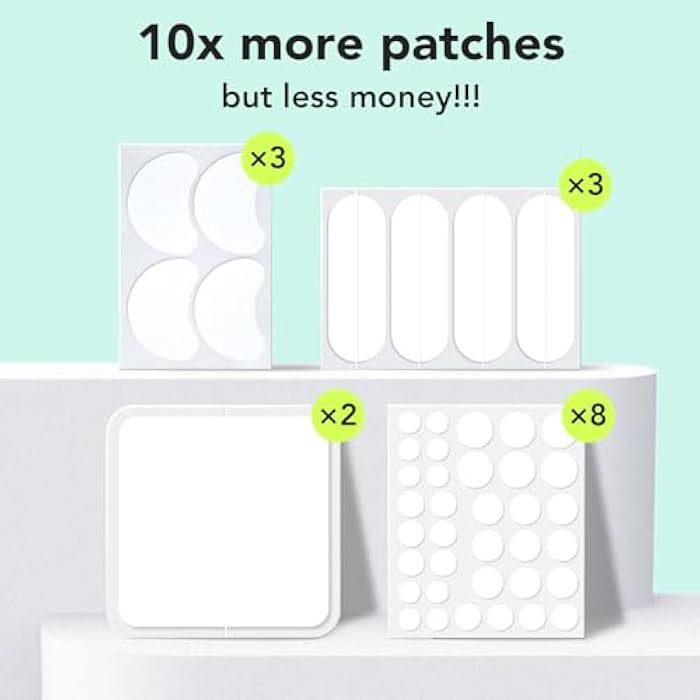 LitBear Large Pimple Patches (7 Sizes 306 Patches), Big Acne Patches, XL Hydrocolloid Bandages for Full Face, Forehead, Chin, Nose, Body, Back, Neck & Chest, Oval, Moon, Square hydrocolloid Patch - Image 3