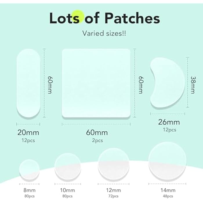 LitBear Large Pimple Patches (7 Sizes 306 Patches), Big Acne Patches, XL Hydrocolloid Bandages for Full Face, Forehead, Chin, Nose, Body, Back, Neck & Chest, Oval, Moon, Square hydrocolloid Patch - Image 2