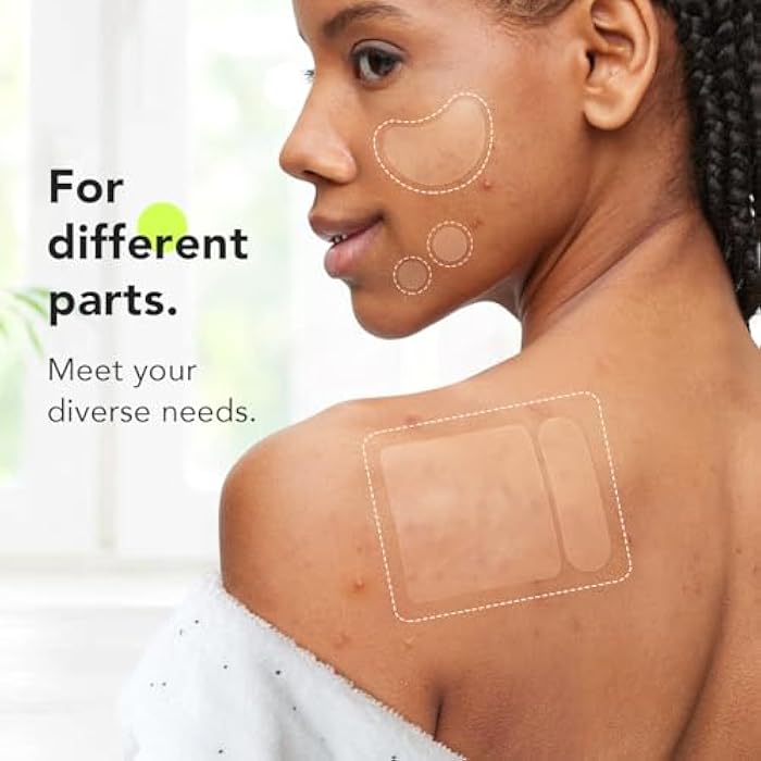 LitBear Large Pimple Patches (7 Sizes 306 Patches), Big Acne Patches, XL Hydrocolloid Bandages for Full Face, Forehead, Chin, Nose, Body, Back, Neck & Chest, Oval, Moon, Square hydrocolloid Patch - Image 4