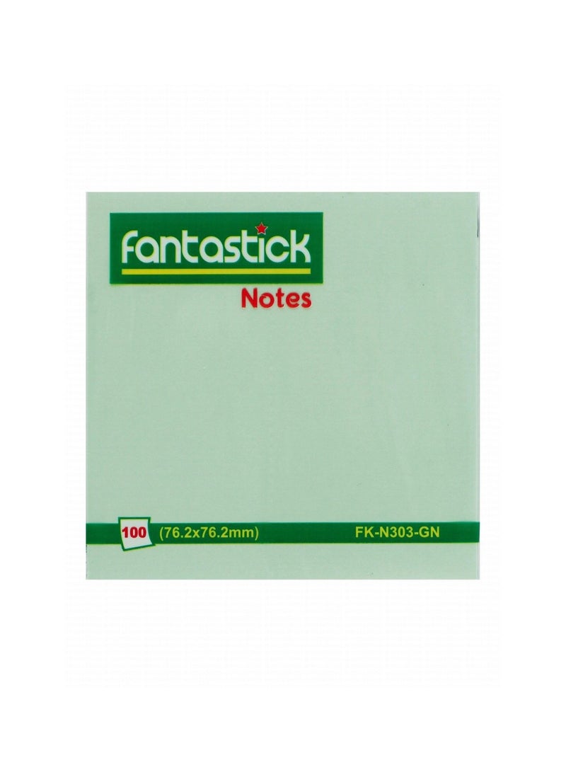 Fantastick ملاحظات لاصقة 100 قطعة بحجم 3x3 بوصة باللون الأخضر - Image 1
