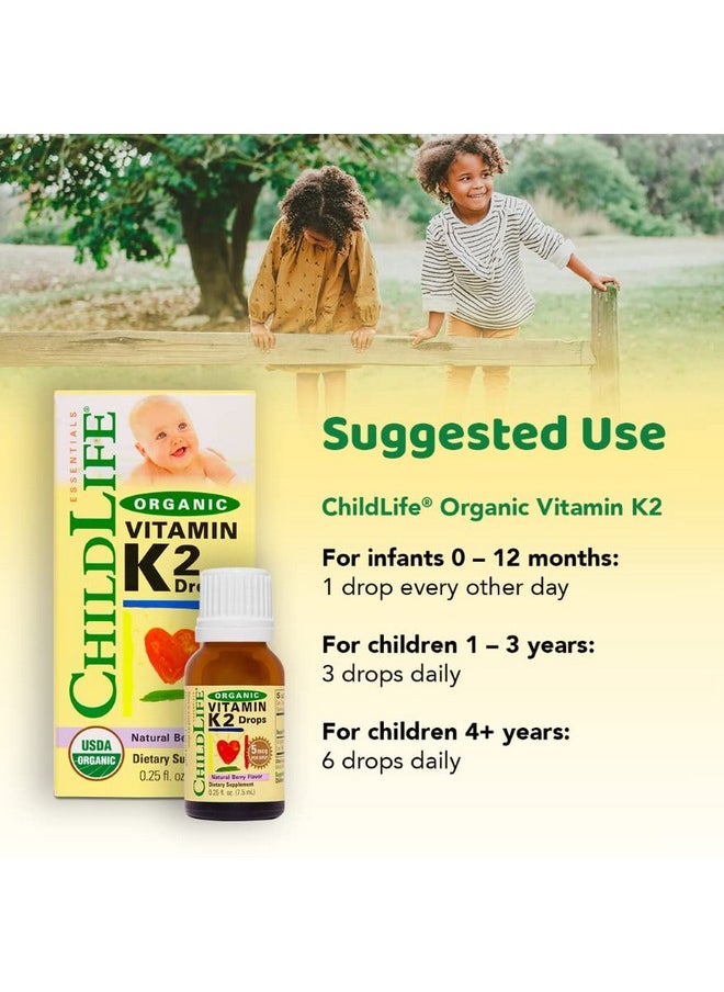 CHILDLIFE ESSENTIALS - CHILDLIFE Essentials Organic Vitamin K2 Drops - Infant Toddler Baby Vitamin K, K2 Supplement, Vitamin K2 MK7, Liquid K2, Vitamin K Drops - Natural Berry Flavor, 0.25 Fl Oz (Pack of 1) - Image 1