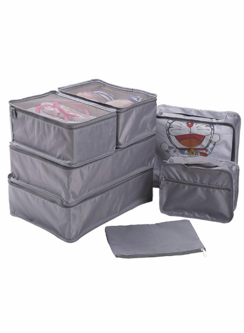 Y&D Packing Cubes for Travel 7 Set Luggage Organizers with Shoe Bag Clothes Electronics Cosmetics Made Wearable Waterproof Fabric Travel Accessories (Gray)  - Image 1