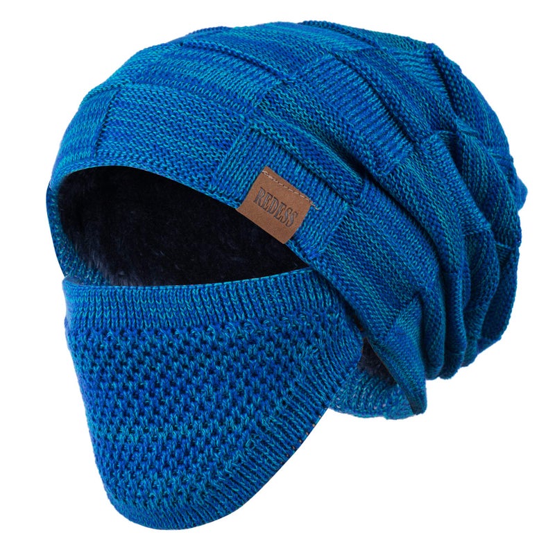 REDESS Beanie Hat for Men and Women Winter Warm Hats Knit Slouchy Thick Skull Cap with Face Cover - Image 1