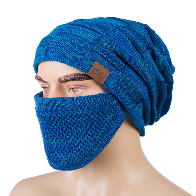 REDESS Beanie Hat for Men and Women Winter Warm Hats Knit Slouchy Thick Skull Cap with Face Cover - Image 2