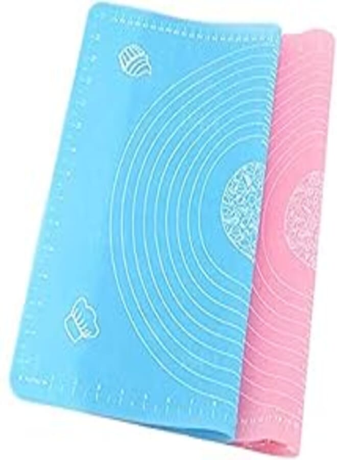 Super Kitchen 2 Pack Food Grade Silicone Pastry Mat Heat Resistant Non-Slip Countertop Protector for Pie Fondant