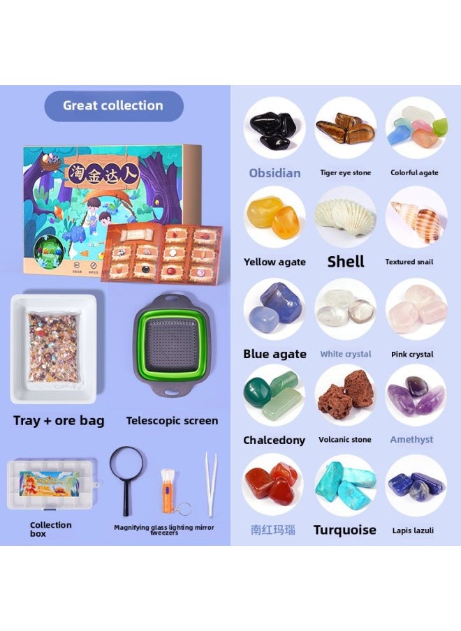Children's Gold Sand Toys Suit Tao Ore Shell Hunter Archaeological Excavation Crystal Ore Treasure Gem Blind Box-Color:Big Collection [send A Full Set Of Tools]]  - Image 1