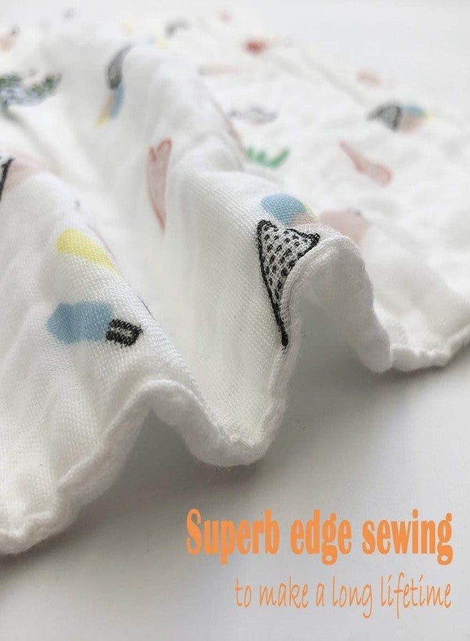 ZURATO Baby Muslin Cotton Baby Washcloths Extra Soft Reusable Hankies & Napkins for Infants & Baby Care Face Towels Muslin Cotton Face Towels for New Born (5, White Printed - 50x25 CM) - Image 5