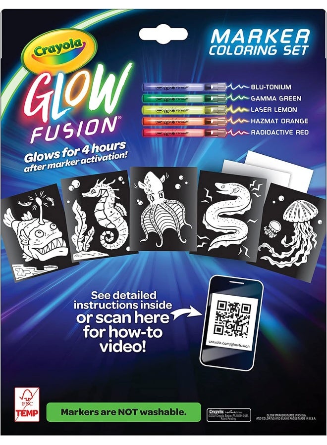 Crayola Glow Fusion, Marker Coloring Set, Deep Sea Creatures - Image 1