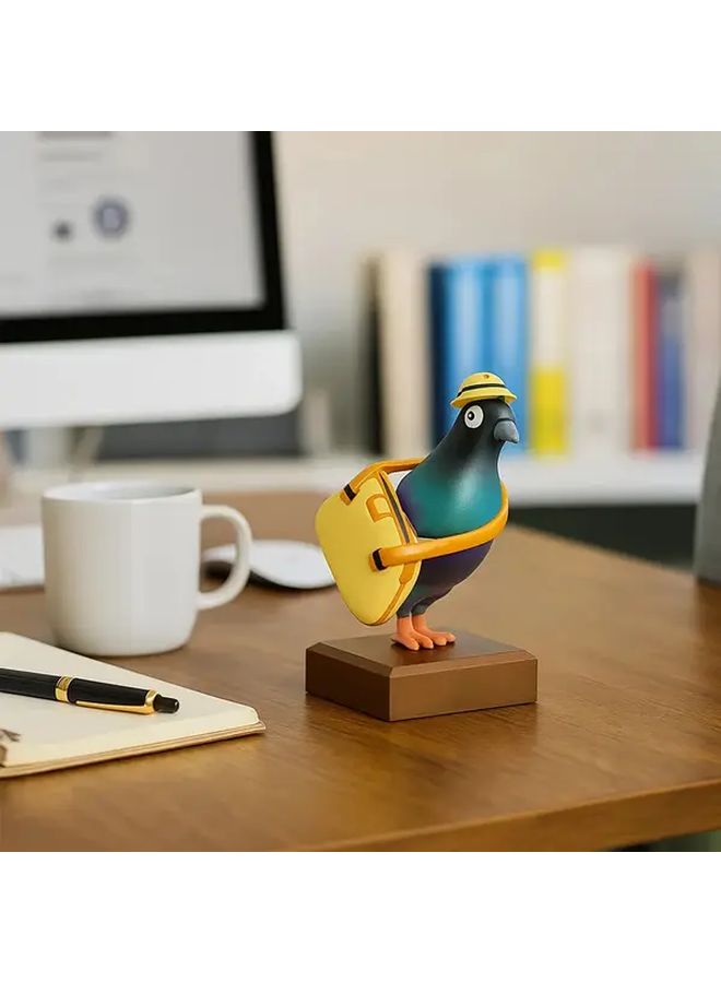 Mini Office Messenger Pigeon Magnetic Feet Storage Compartment Blue Green Design - Image 4