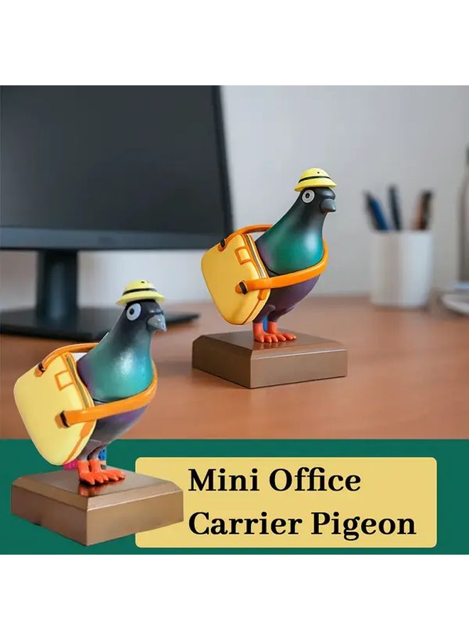 Mini Office Messenger Pigeon Magnetic Feet Storage Compartment Blue Green Design - Image 3