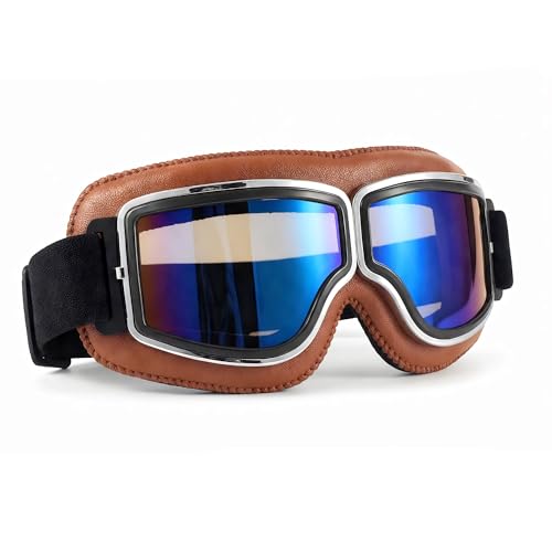 SARTE Motorcycle Riding Goggles goggles Anti-Scratch Eyewear Bike Goggles Retro Helmet Goggle for Men (Pack of 1) (Rainbow) - Image 1