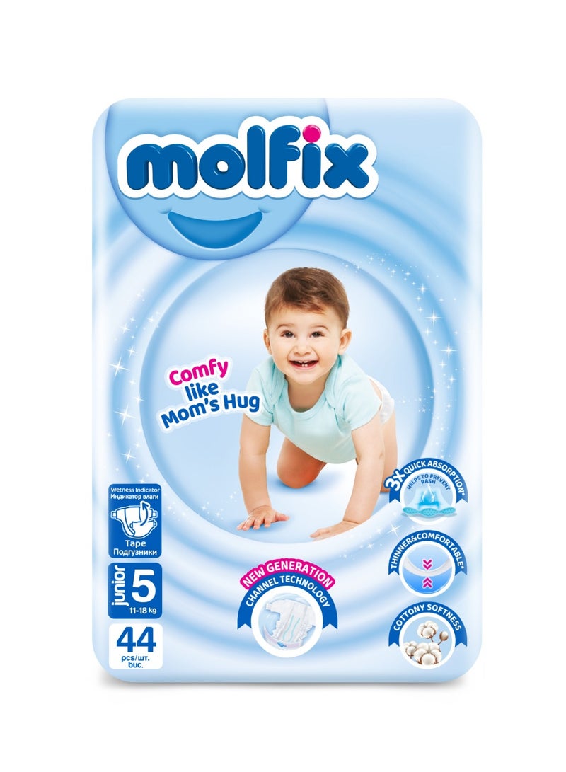 Molfix Junior Baby Diapers Size 5 Jumbo Pack – 44 Diapers | Extra Absorbent & Soft Comfort - Image 1