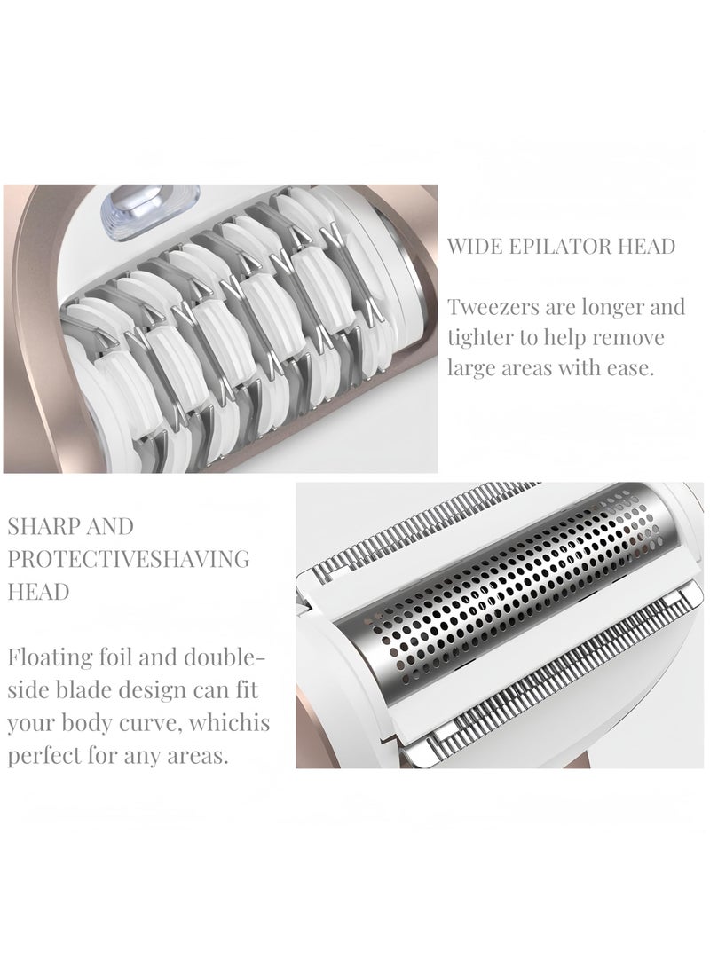 Captaintech Epilator for Women, Cordless Ladies Electric Epilator, 2-in-1 Women's Epilator Set with Epilator and Shaver, IPX6 Waterproof Beauty Epilator for Facial, Body, Limbs, Private Parts - Image 2