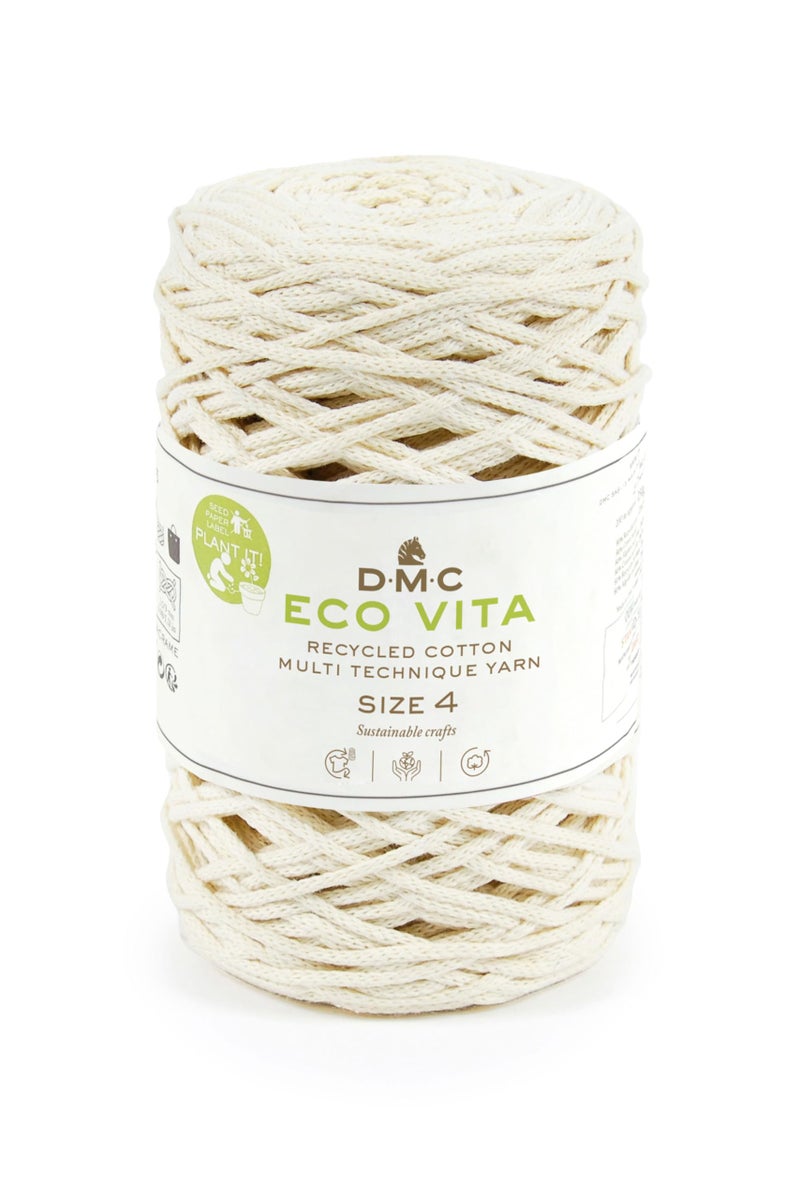 DMC Eco Vita 4 White Crochet Knitting Macrame Yarn 250g
