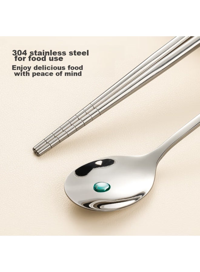 JD.com Jd Jingzao Cute Space Capsule Portable Tableware Set, 304 Stainless Steel Spoon And Chopsticks, 3-piece Set, Student Takeaway Cream-colored Tableware - Image 2