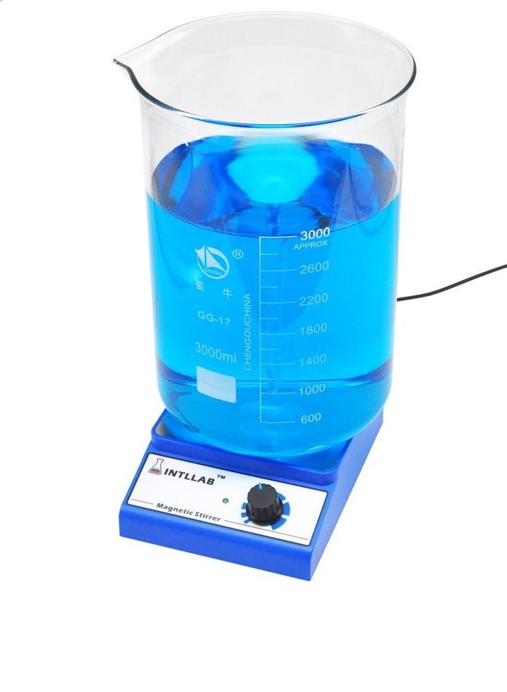INTLLAB Tester 3000ml Magnetic Stirrer Stainless Steel Magnetic Mixer Magnetic Stir Plate for Sauces Yeast Starters Paint Ink (No Heating) Max Stirring Rate: 3000RPM（Blue&Sliver） - Image 2