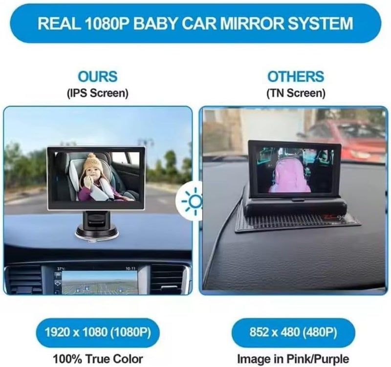 BRS Baby Car Monitor with Night Vision  HD 1080P Rear or Front Facing  Secure Baby Backseat Camera with 43 Display Easy Install for Newborns  Toddlers Infant Car Camera - Image 3