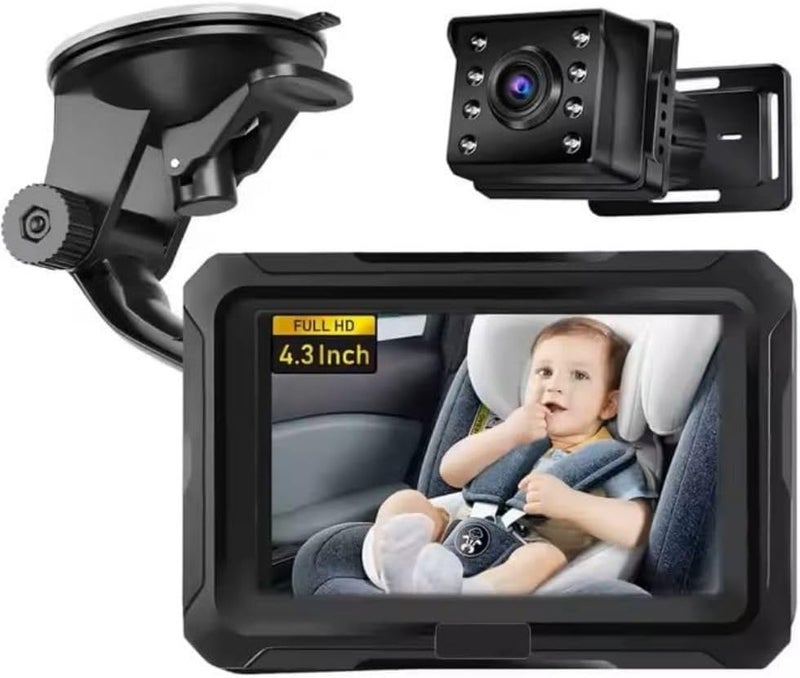 BRS Baby Car Monitor with Night Vision  HD 1080P Rear or Front Facing  Secure Baby Backseat Camera with 43 Display Easy Install for Newborns  Toddlers Infant Car Camera - Image 1