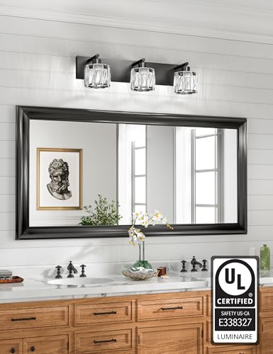 VOLISUN Crystal Vanity Lights for Bathrooms, 3 Light Bathroom Vanity Light, Modern Matte Black Bathroom Light Over Mirror, Black Bathrooms Lights Fixtures-UL Certificated(Exclude Bulb) - Image 5