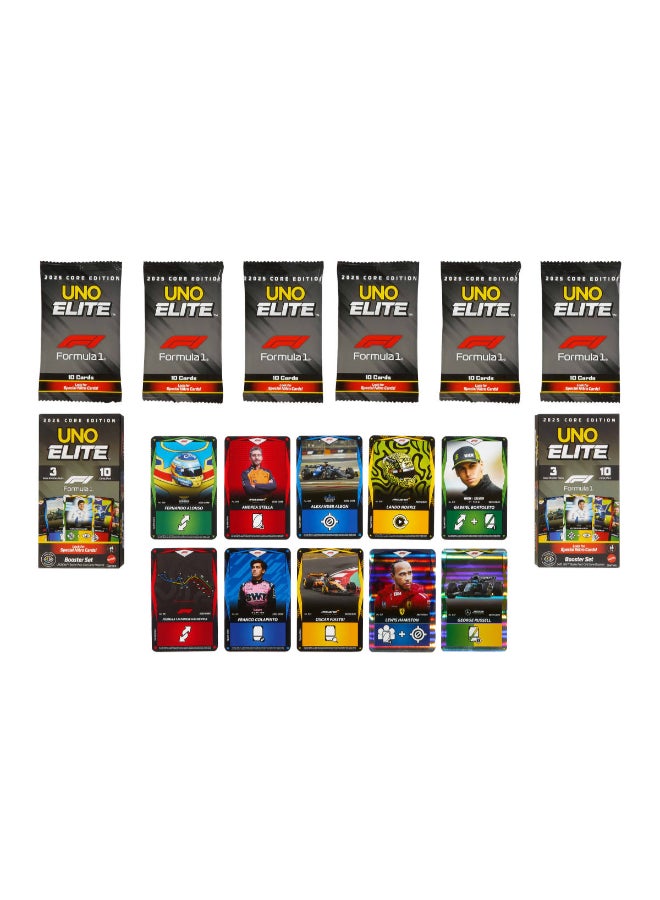 Mattel Games UNO Elite Formula 1 Booster Set 2 Pack with 60 Elite Action Cards, 2025 Core Edition - Image 5