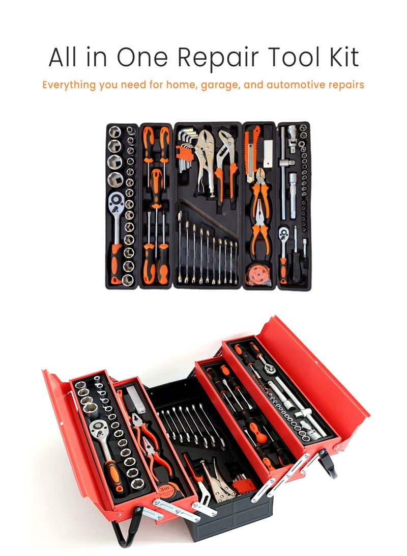 DBLEW Professional Tool Set 85PCS Hand Tool Set with Trolley Bag, Professional Socket & Spanner Tool Kit with Ratchet Wrench, Screwdrivers & Pliers, Portable Repair Tools for Home, Auto, Workshop - Image 2