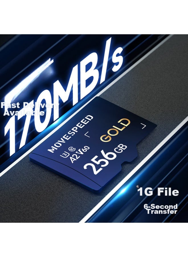 MOVESPEED Move Speed 256gb Tf Memory Card High-speed V60 Camera Storage Card For Phones, Tablets, Game Consoles, Dash Cams/camera Surveillance - Image 2